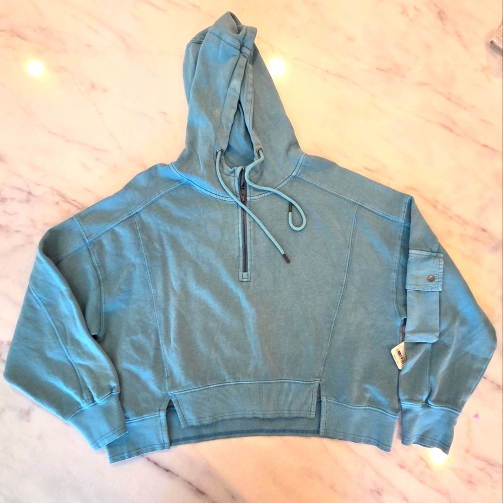 Free People Intercept 1/2 Zip Hoodie Fleece Lined‎ NWT sweatshirt - Picture 4 of 11